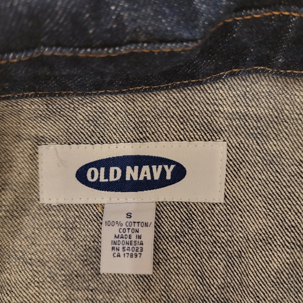 Old Navy Y2K Denim Trench Coat Duster Womens Small 2001 Jean Jacket - Picture 6 of 11